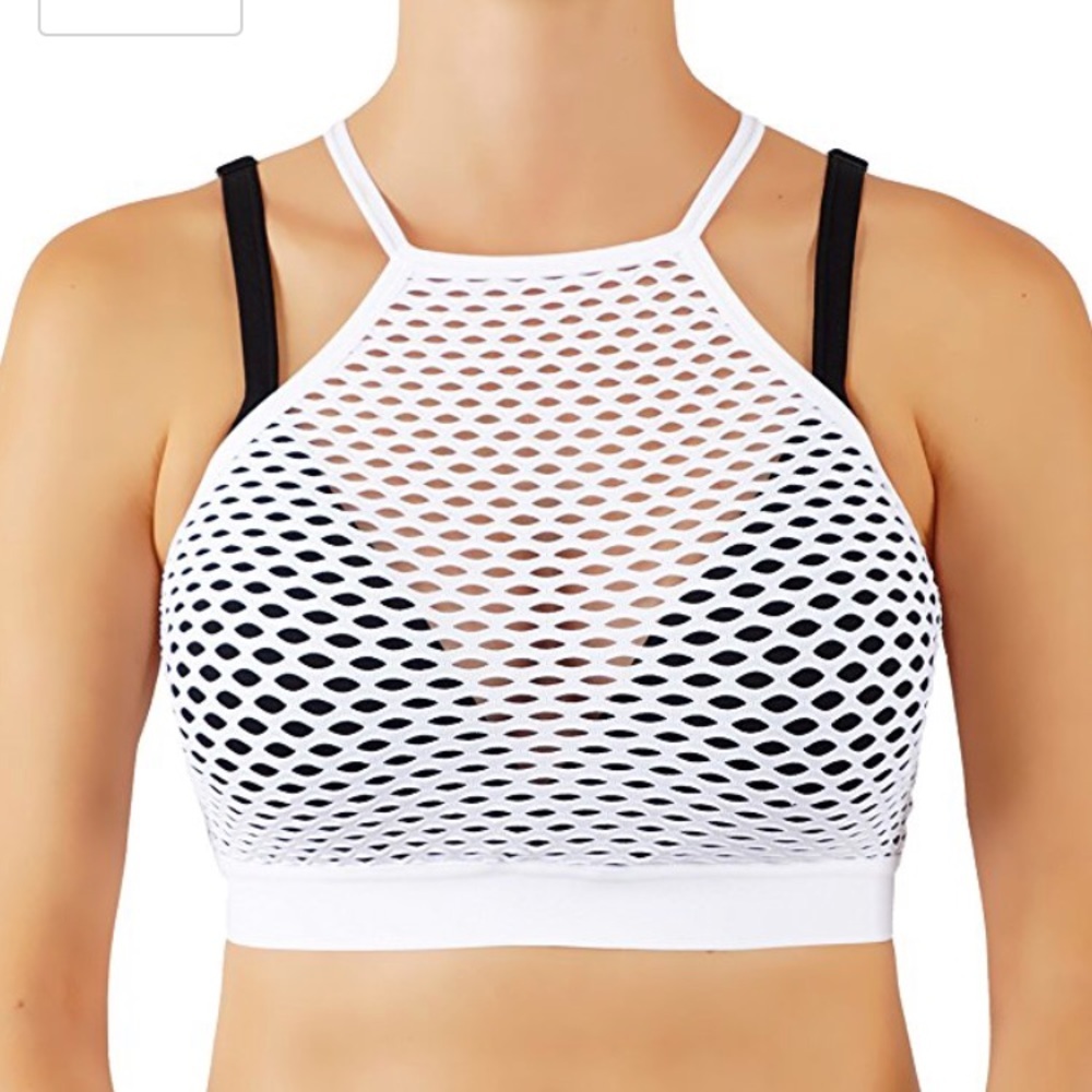 Mesh sports bra white and black